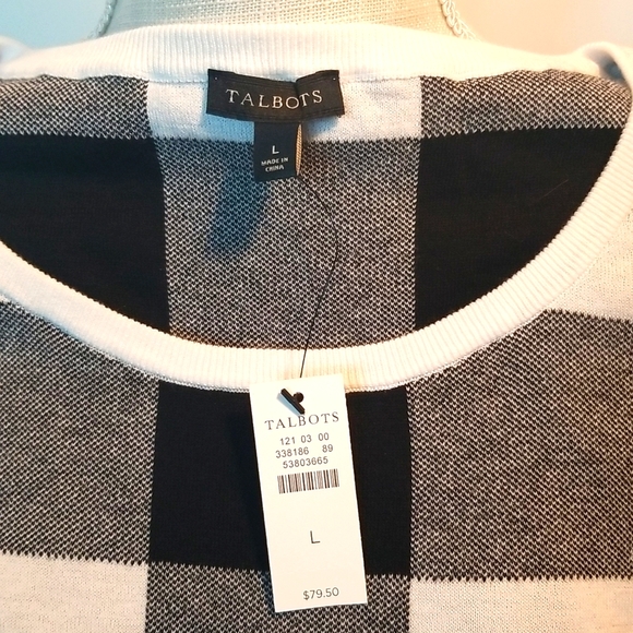 Talbots Checkered Sweater w/bows - Picture 2 of 4